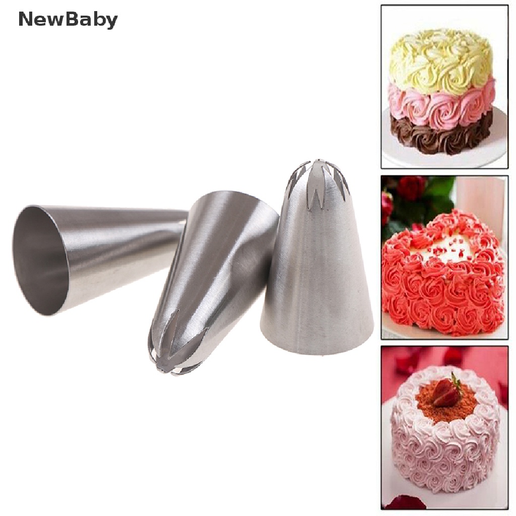 Newbaby 1 Set Spuit Piping Bahan Stainless Steel Ukuran Medium Untuk Dekorasi Kue