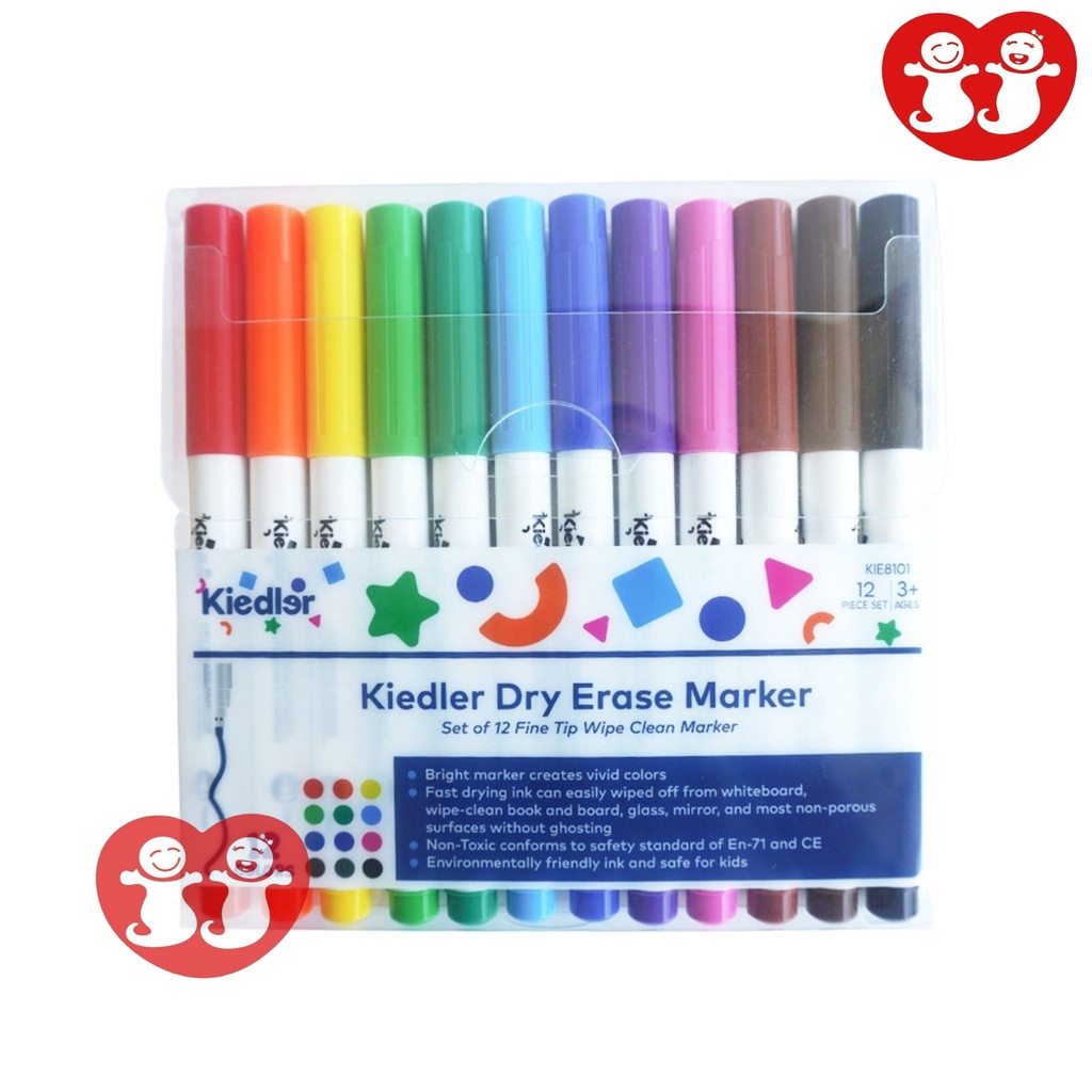 

Kiedler White Board Dry Erase Marker 12pcs Spidol Wipe Clean Spidol Air