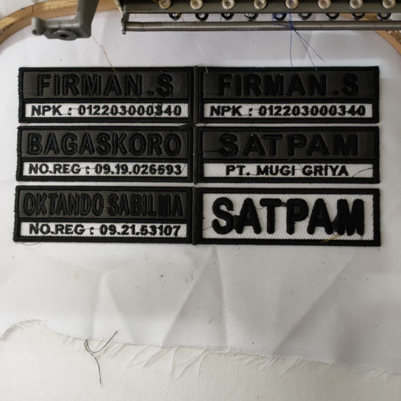Bordir Timbul Nama Satpam / Bordir Logo Timbul Nama Satpam / Logo Bordir Nama Timbul Satpam / Logo T