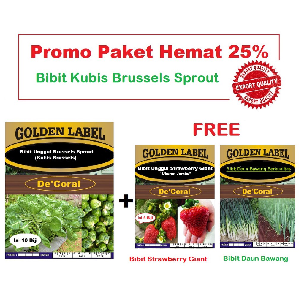 Paket Hemat Bibit Kubis Brussels |Diskon / Save 25 Persen |Benih Kubis