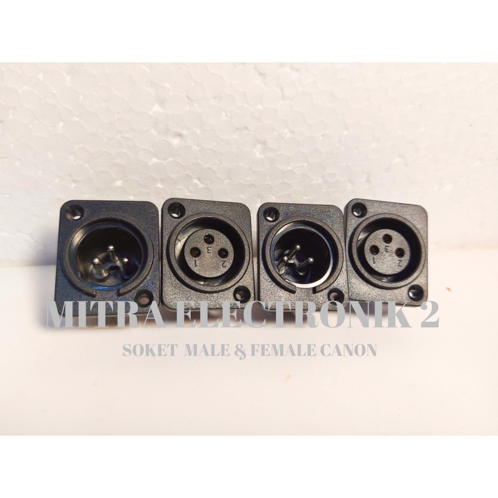 Soket xlr Cannon Body Sepasang Female - Male Kaki Lurus Bodi Plastik