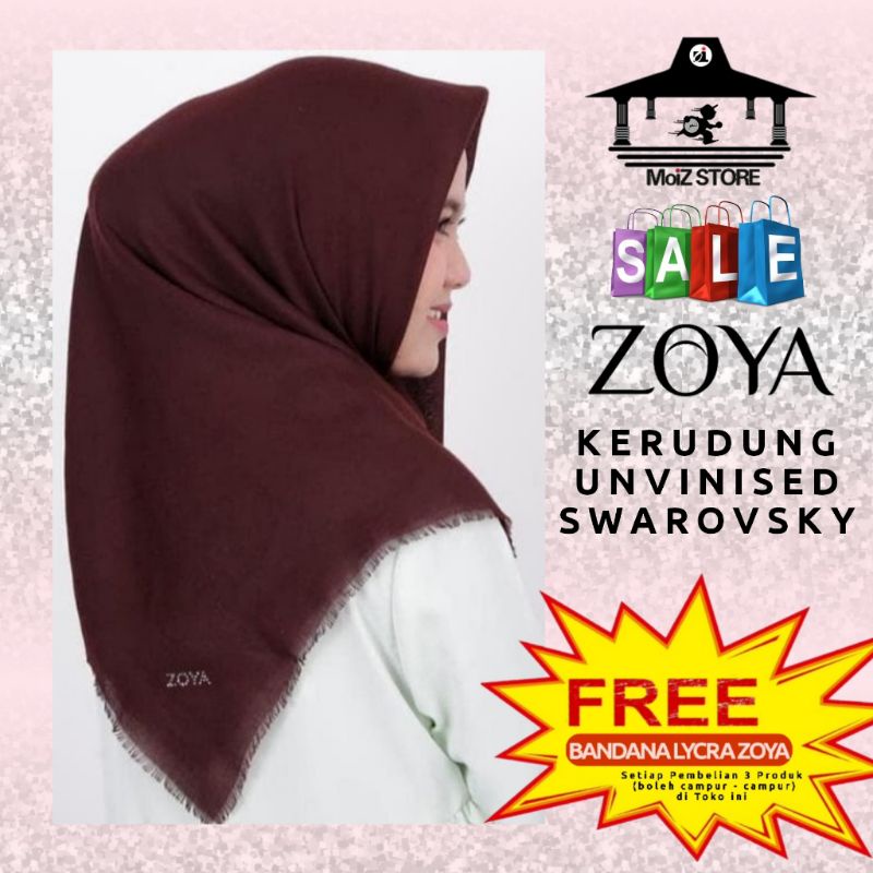Kerudung Segi Empat Polos Zoya Unvinised Swarovsky Scarf / Jilbab Segiempat Polos / Hijab segi 4 Sya