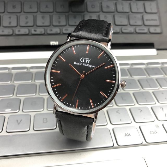 ［Ready Stock］Jam tangan couple kulit pria wanita jam polos fashion mural s1020-H-Hitam besar