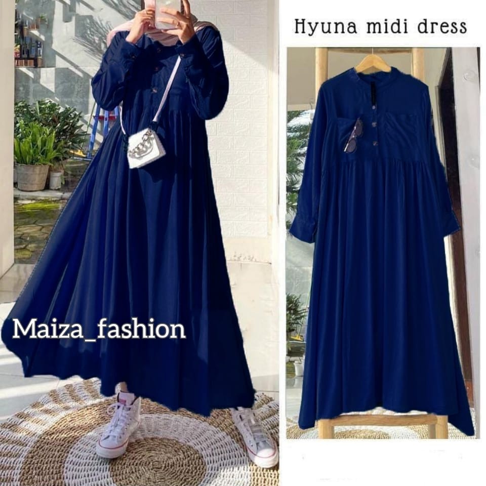 Hyuna Midi Dress // Casual Dress Wanita Polos Terbaru