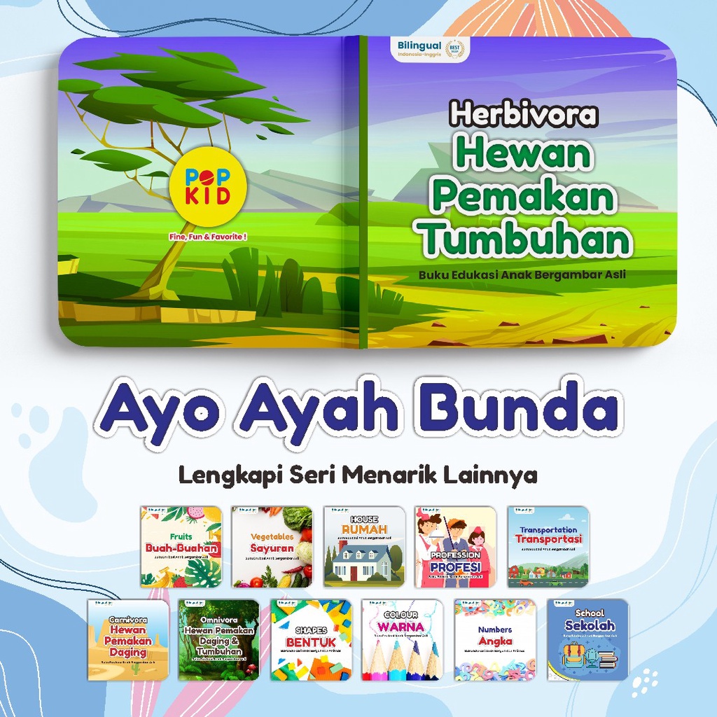 PAKET 6 PCS BUKU MINI BOOK PENGENALAN PENGETAHUAN BILINGUAL ANIMASI EDUKASI ANAK BAYI PAUD