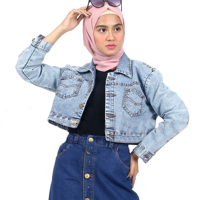 JAKET CROP JEANS WANITA PREMIUM SAKU MIRING TERMURAH // JAKET CROP // JAKET JEANS