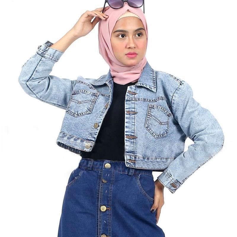 JAKET CROP JEANS WANITA PREMIUM SAKU MIRING TERMURAH // JAKET CROP // JAKET JEANS