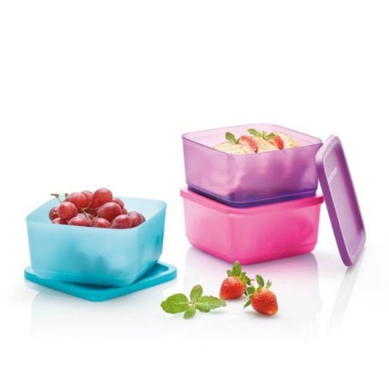 kotak makan tupperware tanpa sekat tempat bekal makan / buah dll