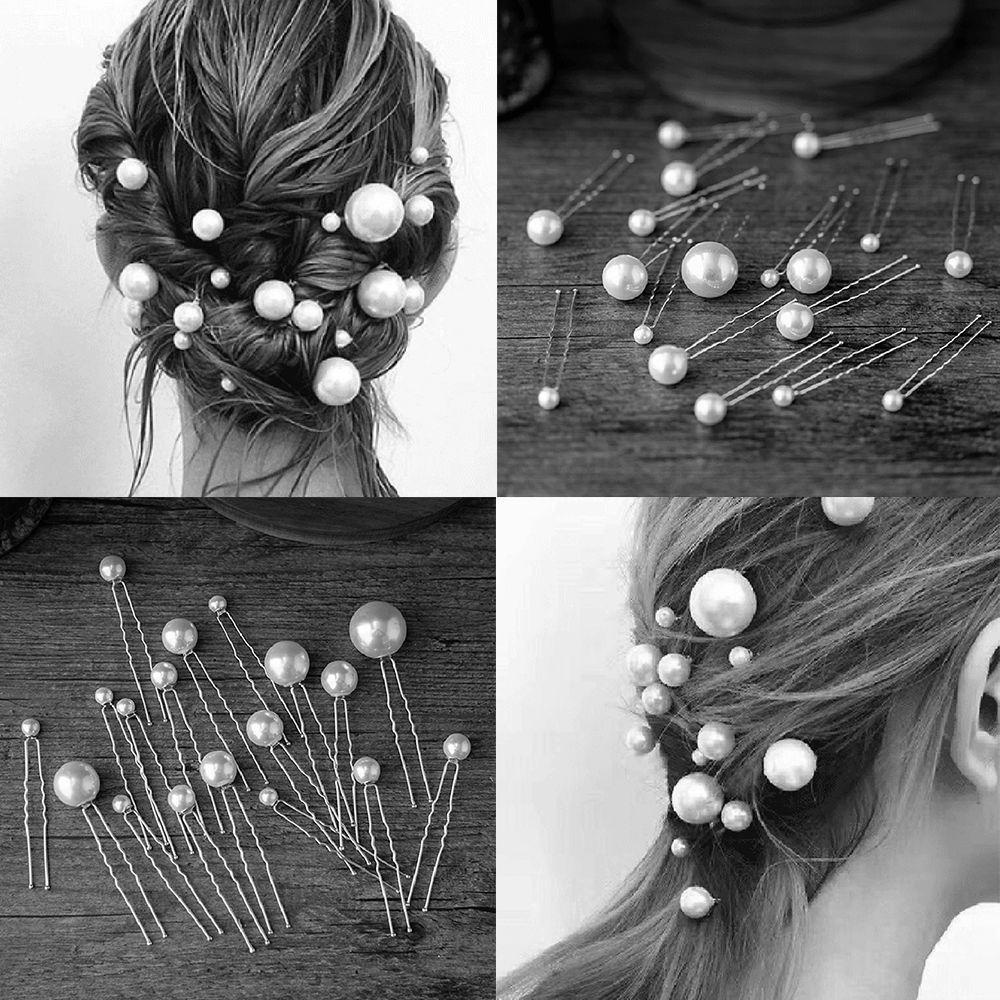 Agustinina Mutiara Jepit Rambut Tiara Pengantin Hairstyle Pearl Aksesoris Rambut Hiasan Kepala U-shaped Hairstyle Tools Bridal Tiara
