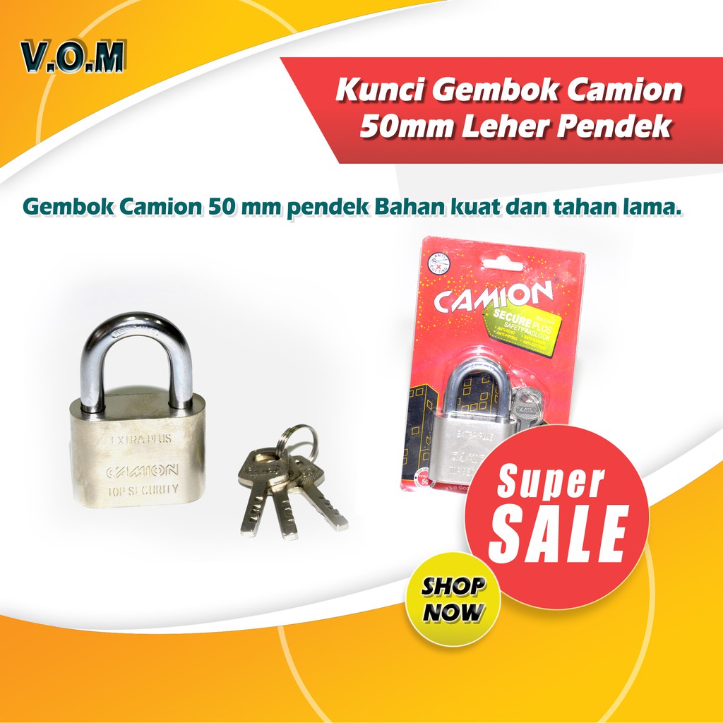 VOM-PENDEK 50 mm Kunci Gembok Camion - Gembok 50mm Leher Pendek 0546