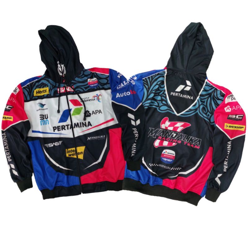 JAKET MOTOR RIDING  JAKET MANDALIKA RACING TEAM PERTAMINA jaket sunmori - varsity jacket