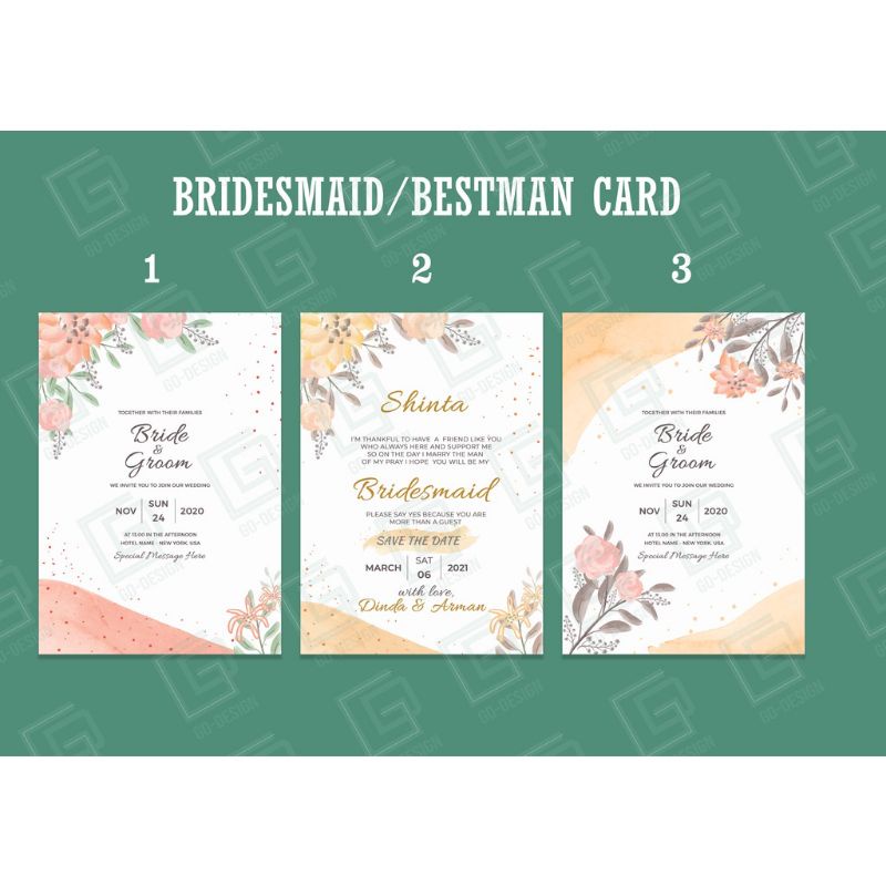 

Bridesmaids / bestman card