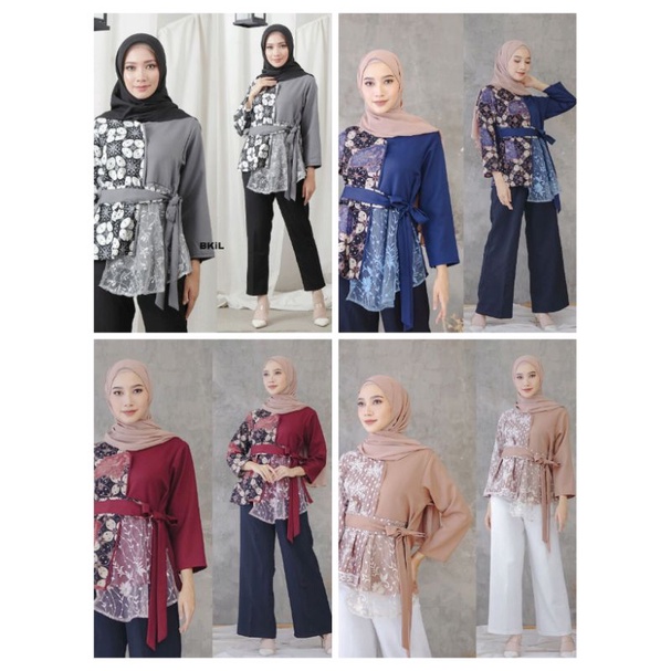 Atasan Blouse Batik Wanita Modern FASHION WANITA Kekinian Brokat Batik