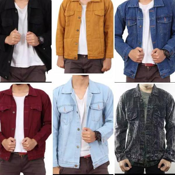 7BZ Jaket jeans pria cowok bioblizt biowash garmen hijau army maroon abu coklat dilan sandwash➳☒ (#S