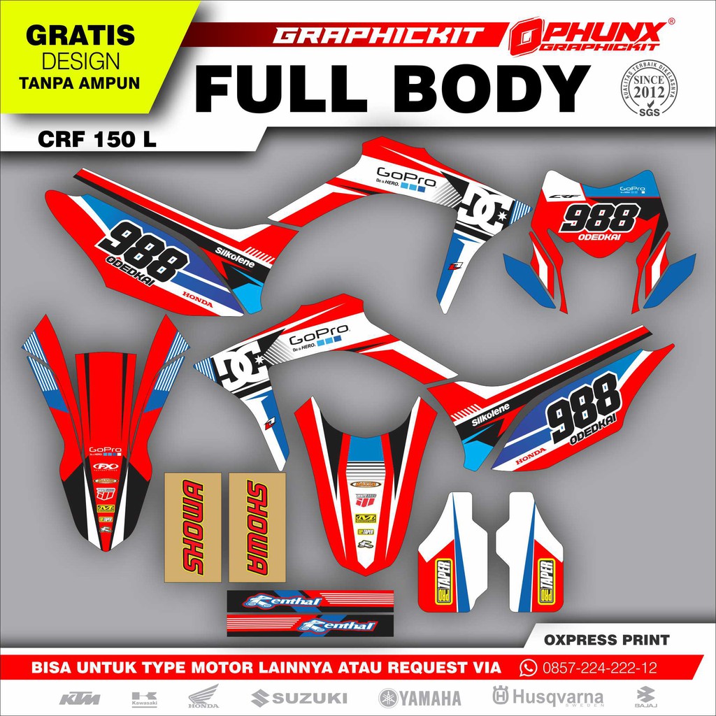 Sticker HONDA CRF 150 L Stiker Body Motor Custom No Motor Trail (15)