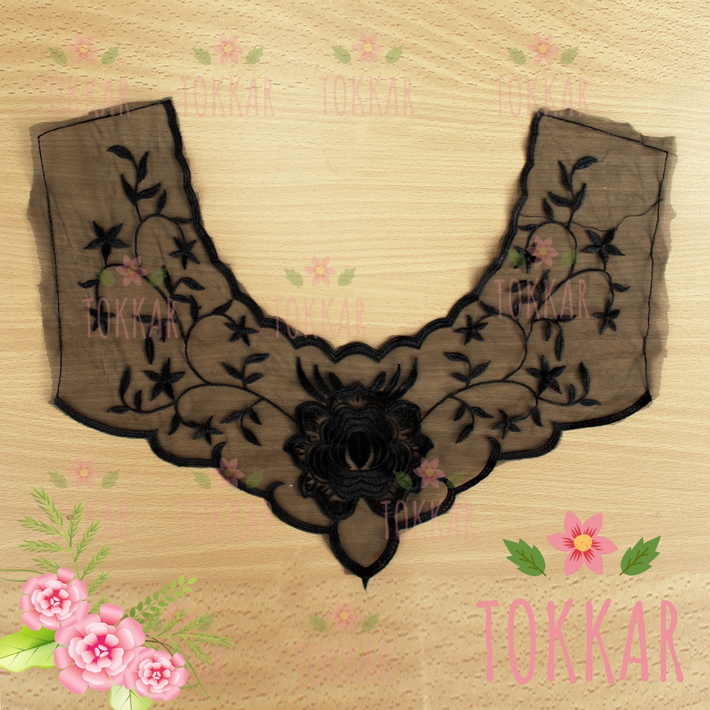 (Per Pcs) AP211 Aplikasi Kerah Bordir Aplikasi Leher Cantik