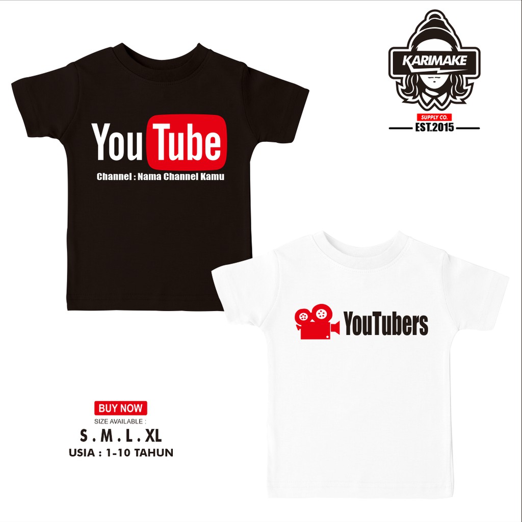 Kaos Baju Anak Youtube Logo Youtubers Bisa Pakai Channel Kamu Kaos Internet -