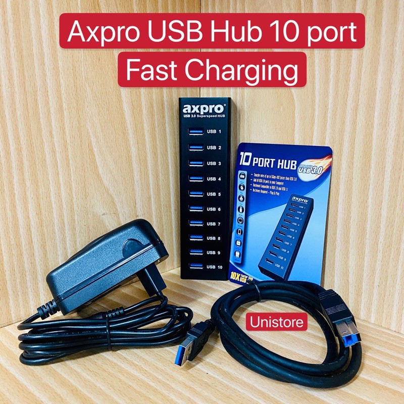 AXPRO AXP878 USB HUB 10 Port USB 3.0 Adaptor Charger Fast Charging