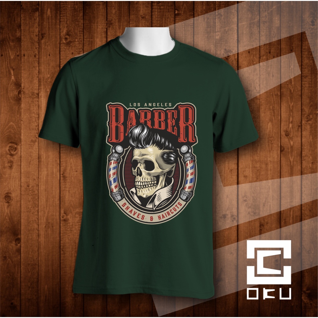 Kaos Barbershop - baju barbershop Sablon DTF Lengan Pendek - Oku Screen Printing