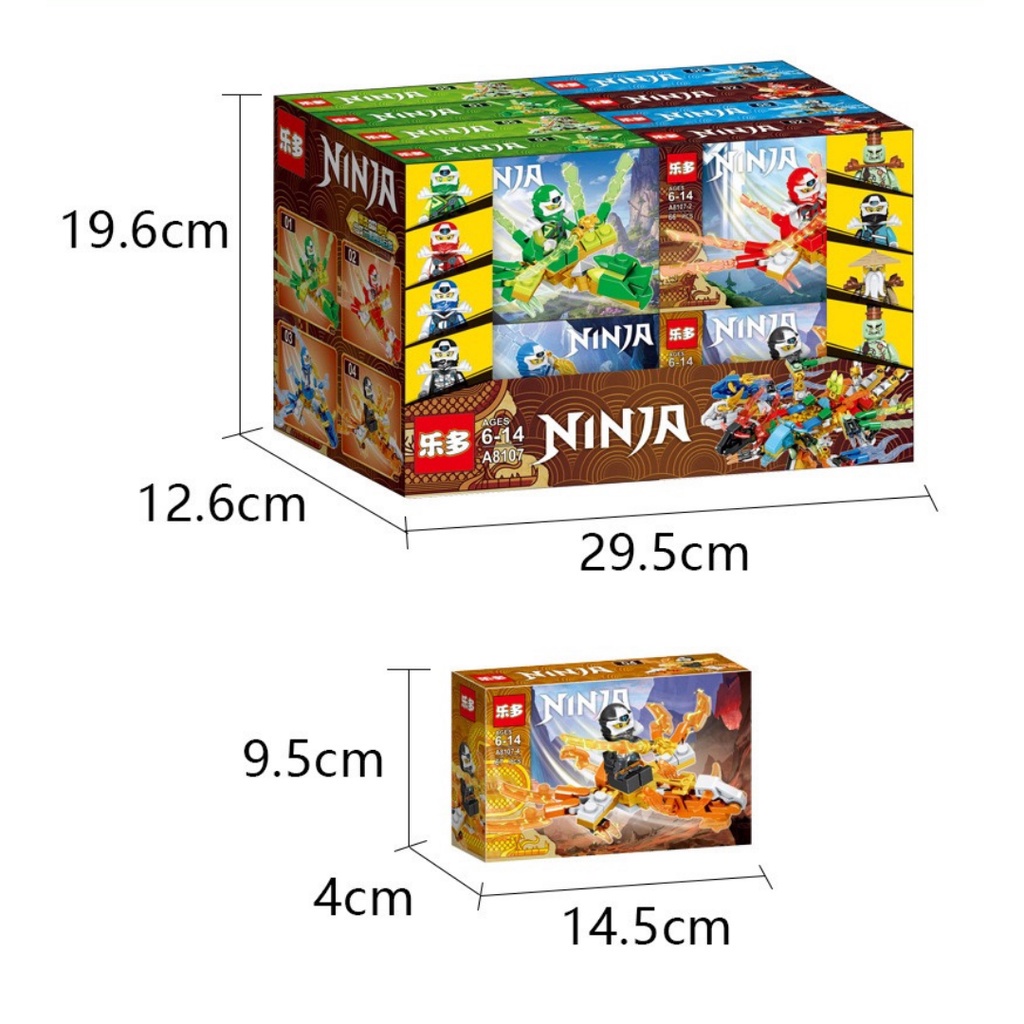 Mainan Lego 8 in 1 Brick Ninja Warrior Balok Susun Edukasi DIY