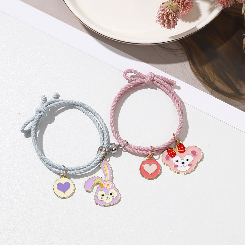 2pcs Gelang Couple Kawat Magnet Desain Astronot Cinnamoroll Curm Untuk Pria Dan Wanita Kurung Magnet/1Pasangan Magnet Kawat Pasangan Magnet Bracket Attract Persahabatan Bracelets