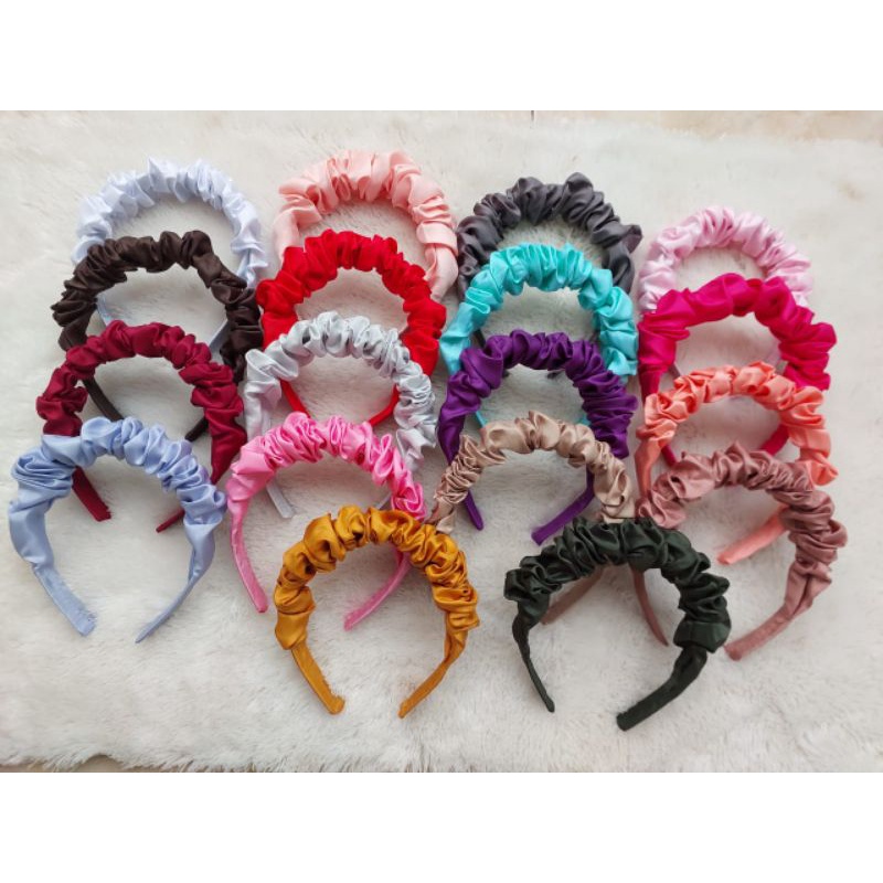 Bando Scrunchie Lusinan , bando nagita lusinan , 12 pcs,Bando Korea,Bando Kekinian,Bando Viral , bando kerut , bando