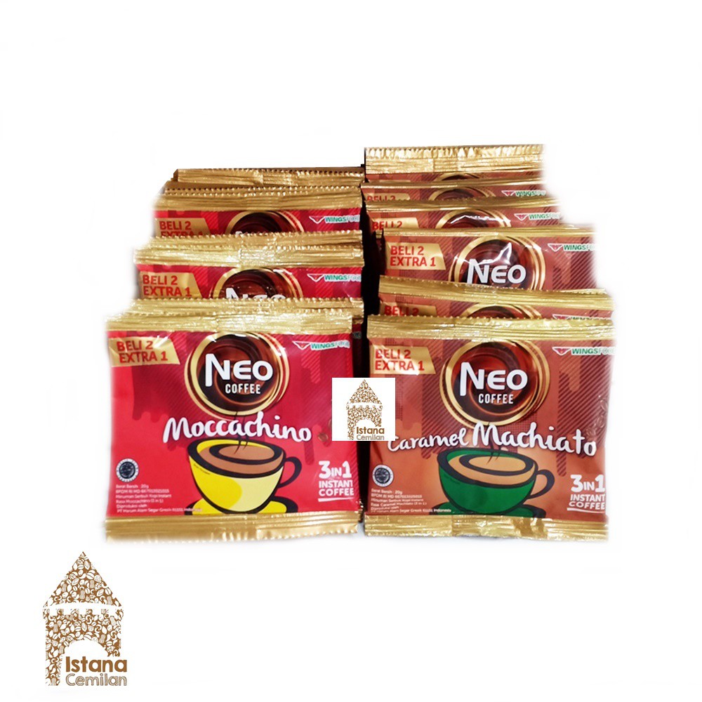 Neo Coffee Kopi Instan 3in1 Caramel Machiato / Moccachino / Tiramisu (isi 10+5 pcs)