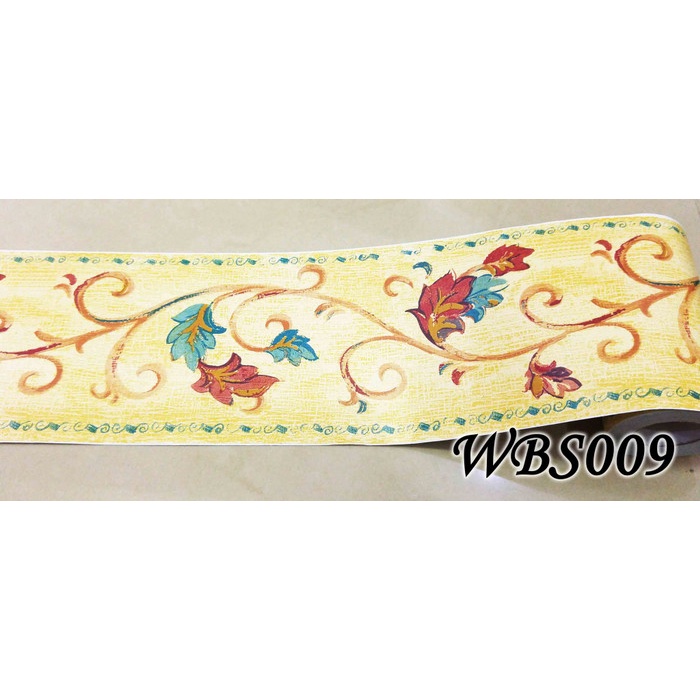 WBS009 BROWN N RED FLOWER 10CM WALL BORDER STICKER 10MX10CM STICKER_MURAH