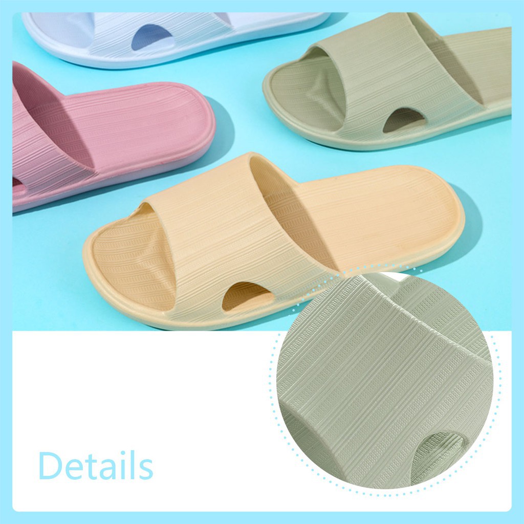 MINISO official flip flop Sandal kamar mandi wanita berbahan empuk kotak-kotak-7