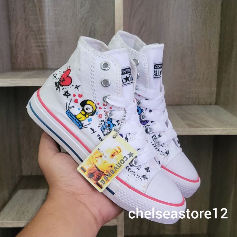 SEPATU CONVERSE ANAK BTS BT21 SEPATU ANAK PEREMPUAN &amp; SEPATU ANAK LAKI LAKI MOTIF KOREA KARAKTER