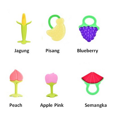 Baby Fruit Teether Rather Gigitan Bayi Bentuk Buah Bahan Silicone Silikon/mainan bayi bentuk buah