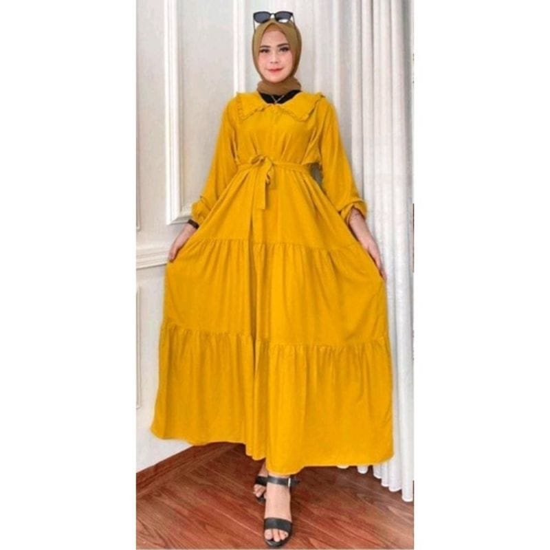 GAMIS NOORA JUMBO RAYON SUPER POLOS REMPEL SUSUN wanita remaja polos