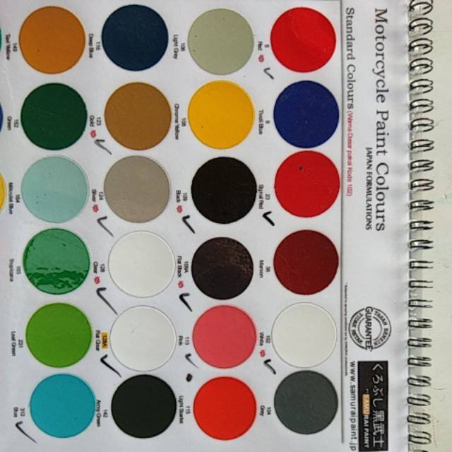 Katalog Warna  Cat  Semprot Samurai  Paint 