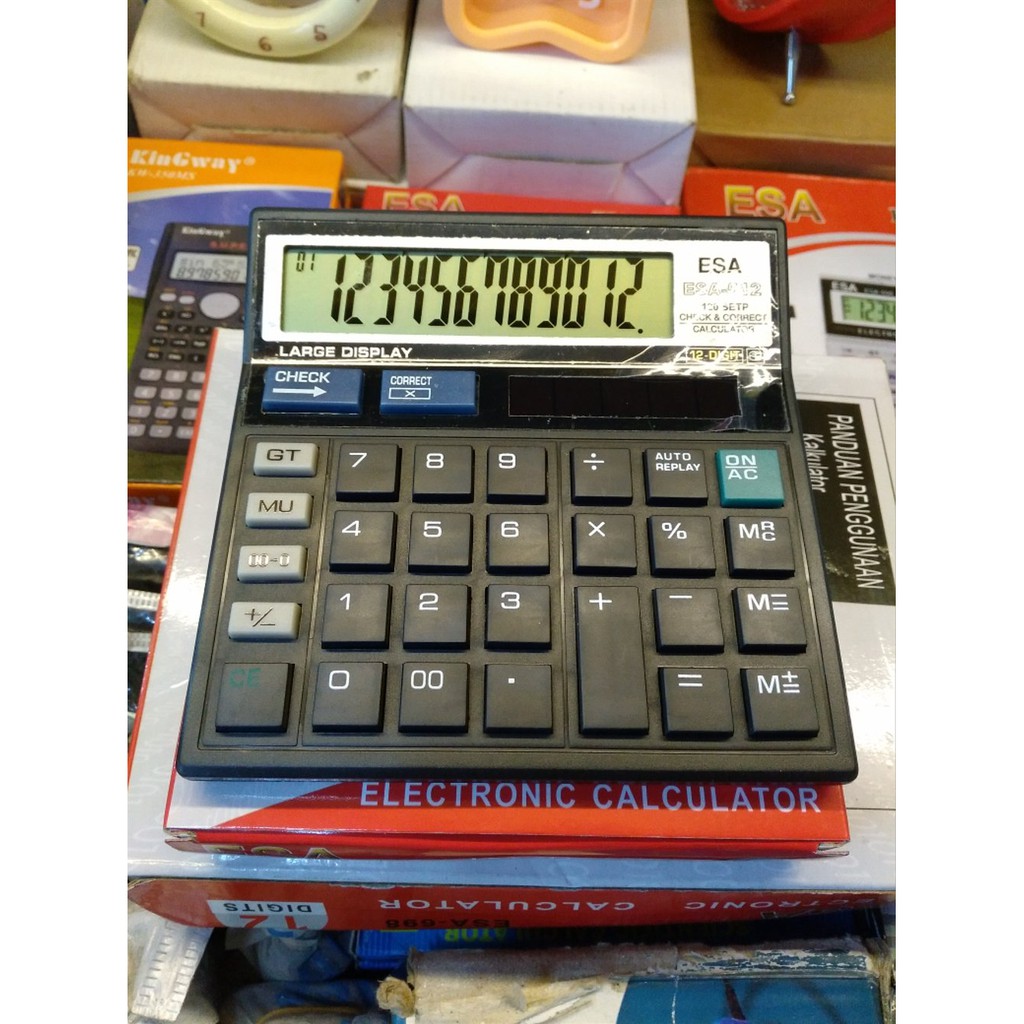 

KALKULATOR ESA-512 | KALKULATOR 12 DIGIT CHECK DAN CORRECT | KALKULATOR BATERAI DAN SOLAR