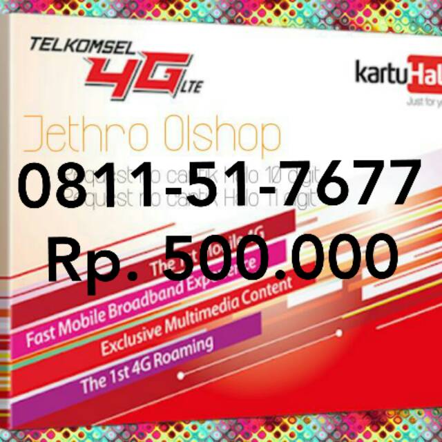 No cantik 10 digit kartu halo pascabayar 7677