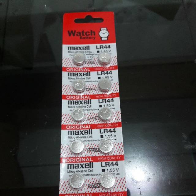 Baterai kancing LR44/AG13 maxell harga 1 strip 10pcs