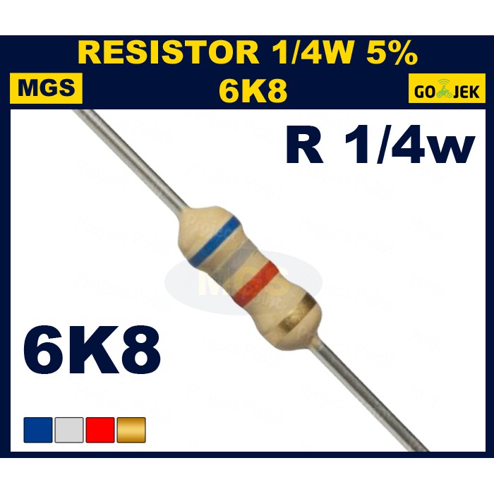 Resistor 1/4w 6K8 5% 1000PCS