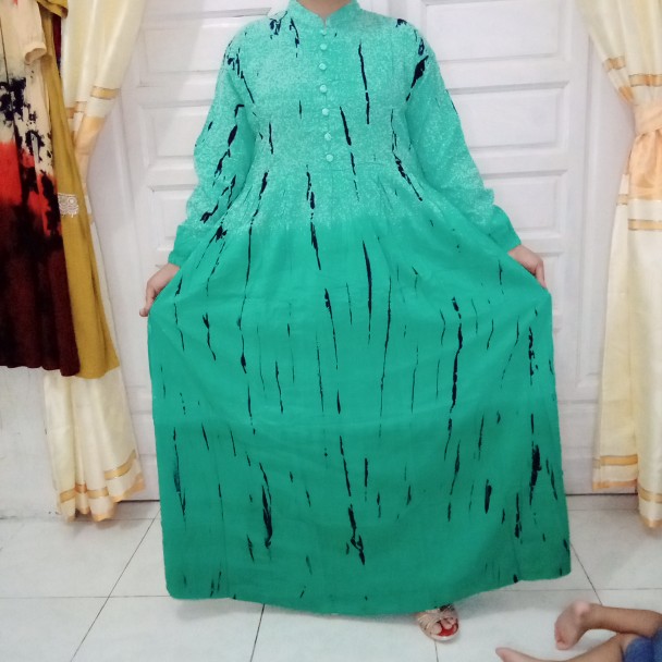 New Arrival Gamis Twill Rayon Original Pelangi Gamis Twill Tiedye Gamis Ori Ar Batik Super Abstrak