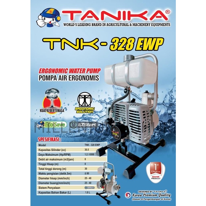 Waterpump/ Mesin pompa air bensin/ Mesin irigasi sawah Tanika TNK-328 EWP 1,5 inch