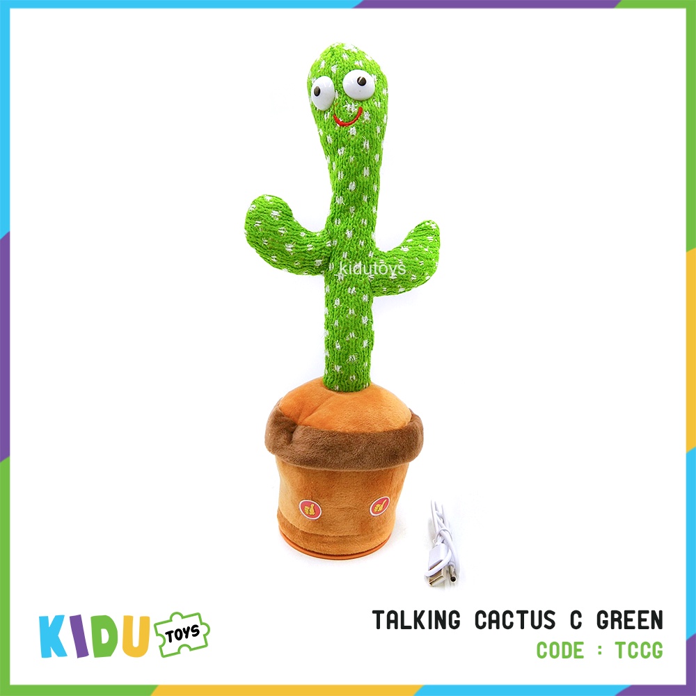 Mainan Anak Kaktus Joget Bergoyang Cactus Dance / Talking Cactus Green USB Charger Casan USB Kidu toys