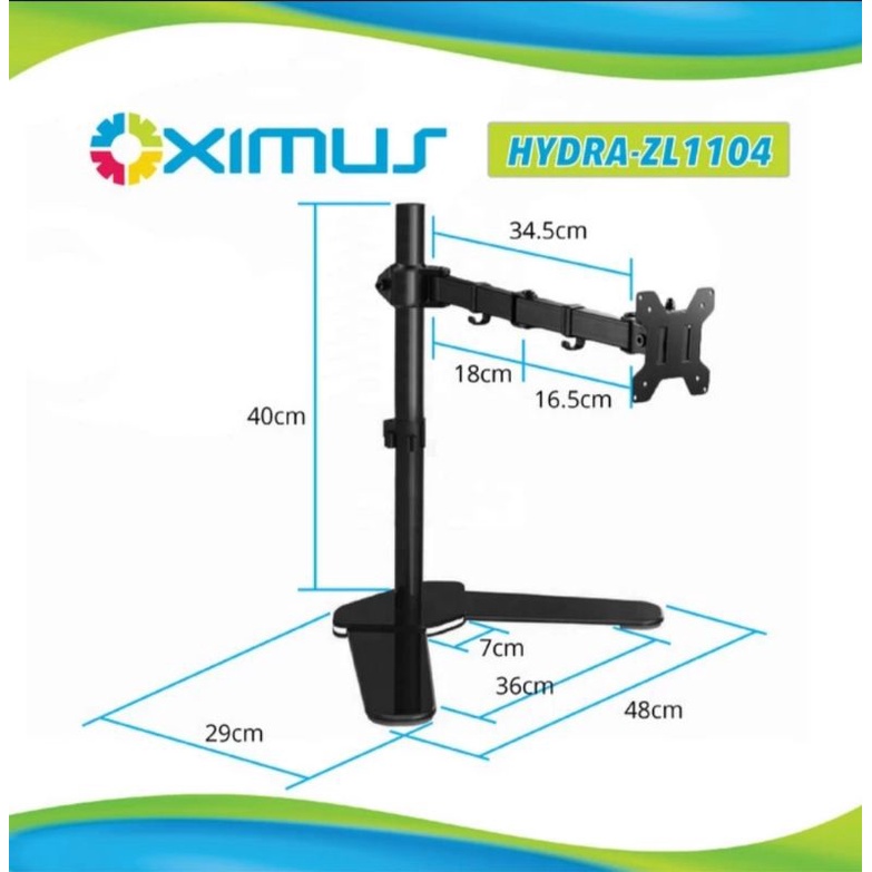 Bracket Meja LCD LED TV 1 Monitor 13&quot;-27&quot; Oximus Hydra ZL1104