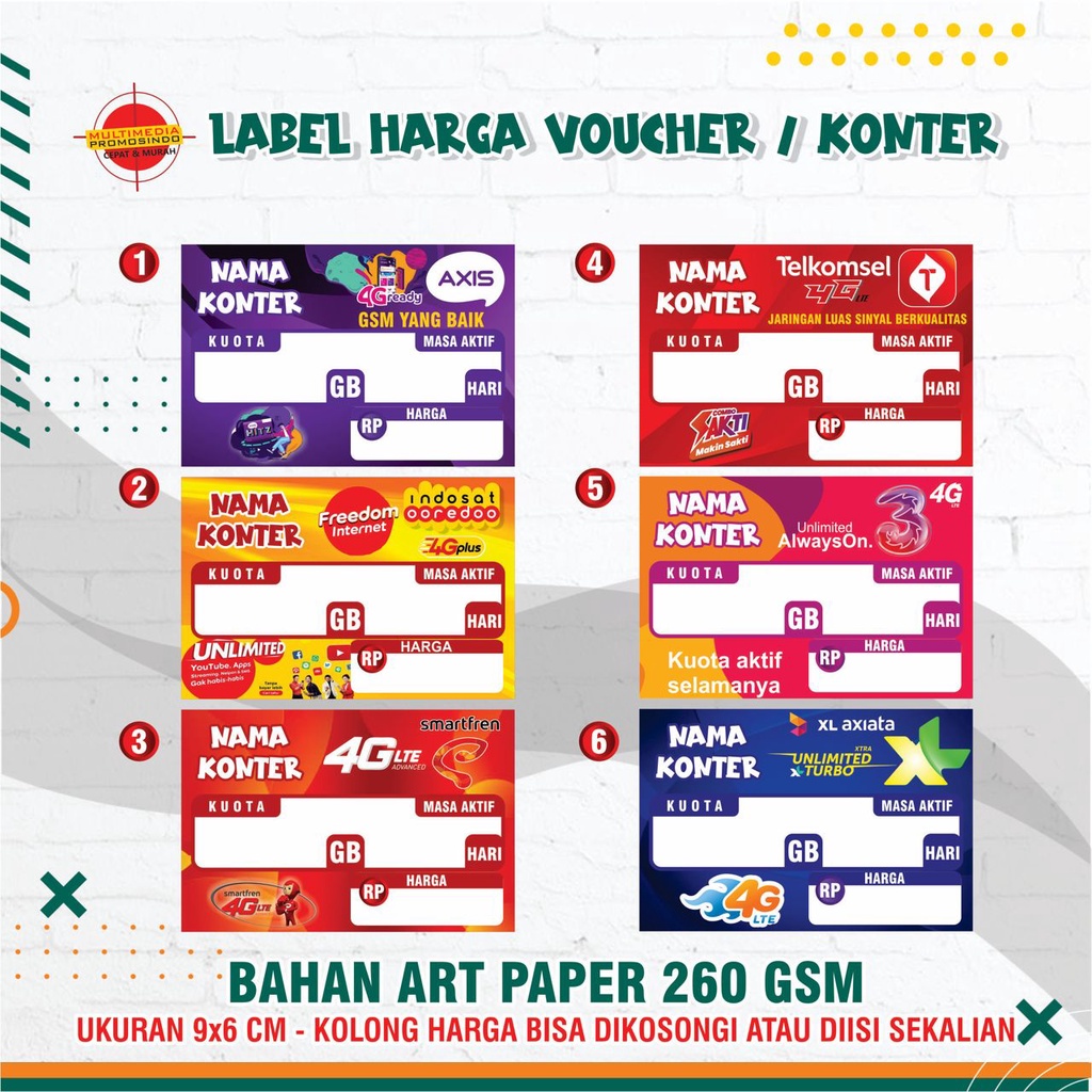 

Cetak Label Harga Paket Data / Etalase Konter Murah / Label Voucher / Label Paket Data