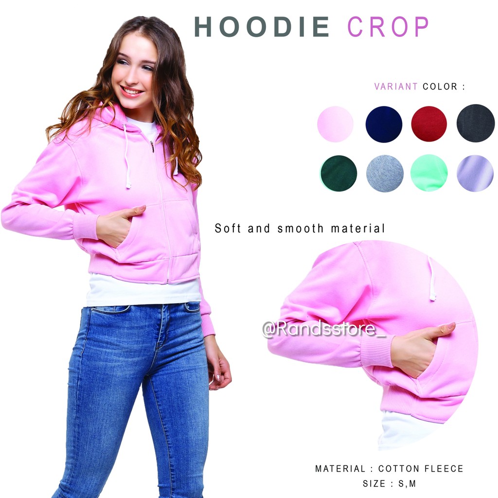 JAKET HOODIE CROP ZIPPER SIZE S - M / UNISEX / PRIA DAN WANITA / SWEATER POLOS