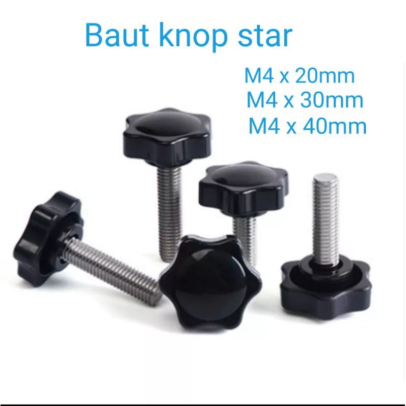 baut knop star m4 x 20mm baut kuping knop murah