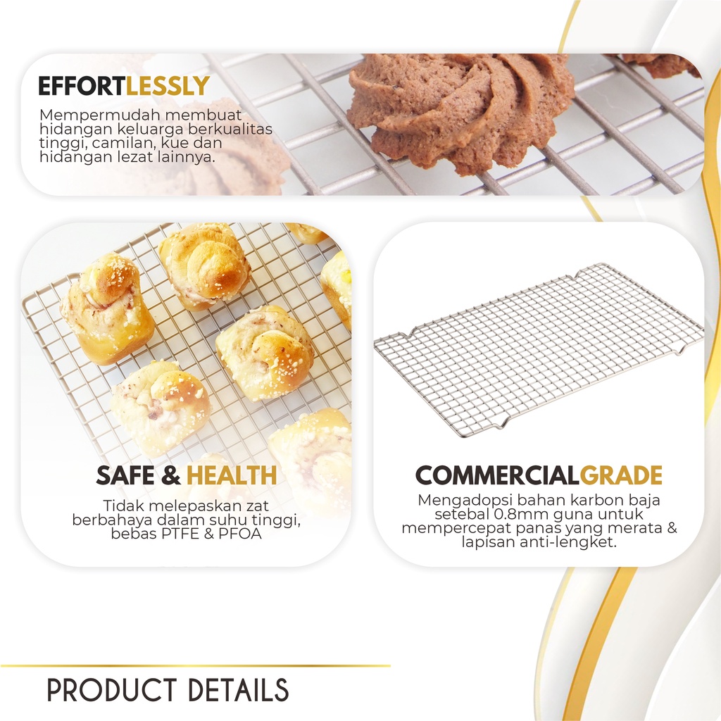 Non Stick Cooling Rack Single Rak Pendingin Baking Tatakan Kue Stainless Cake Cookies Roti