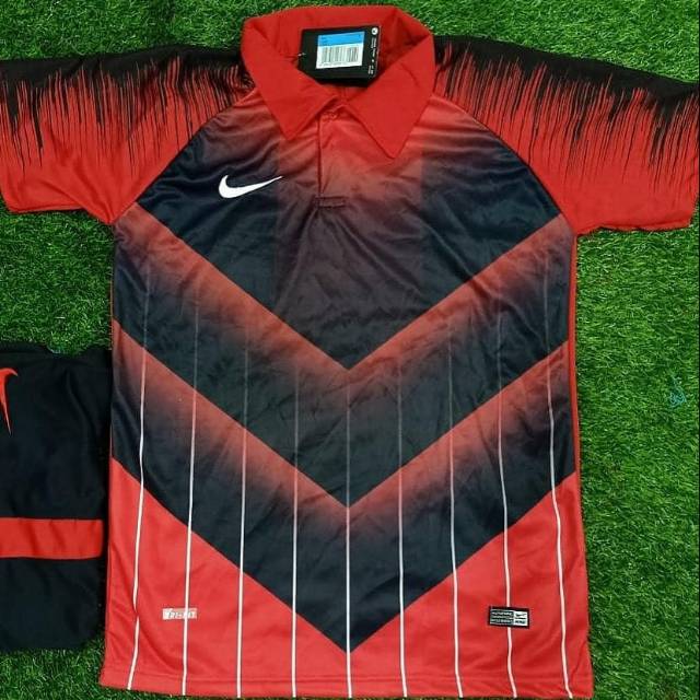 SETELAN JERSEY SERAGAM FUTSAL BOLA KERAH V MOTIF PANAH