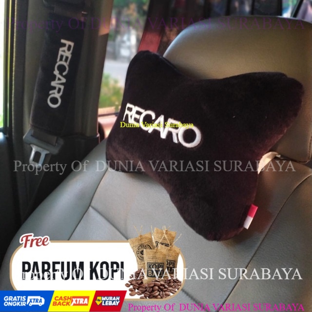 Set Bantal Jok Mobil Headrest RECARO Hitam Empuk Premium Logo Superman Merah Eksklusif Bestseller