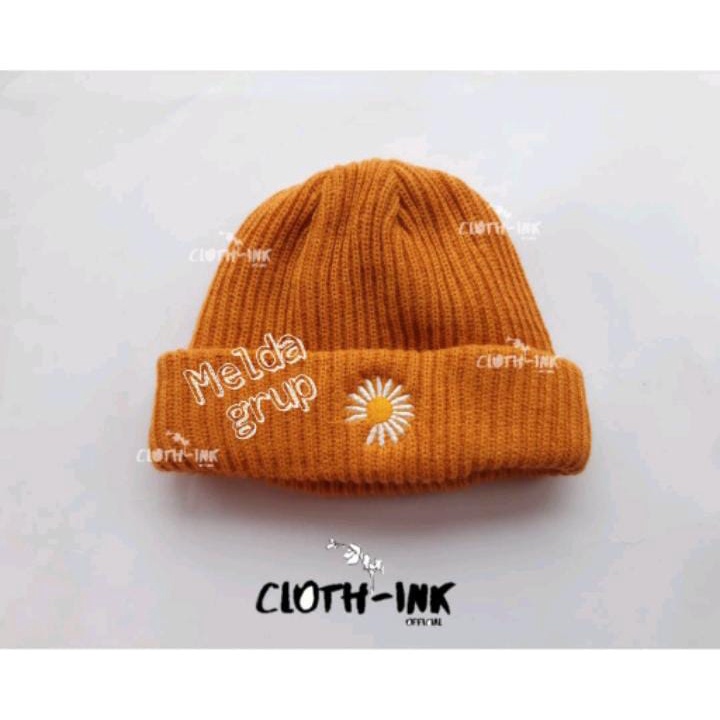 Topi Kupluk Beanie hat Bordir BUnga Daisy Pria Wanita