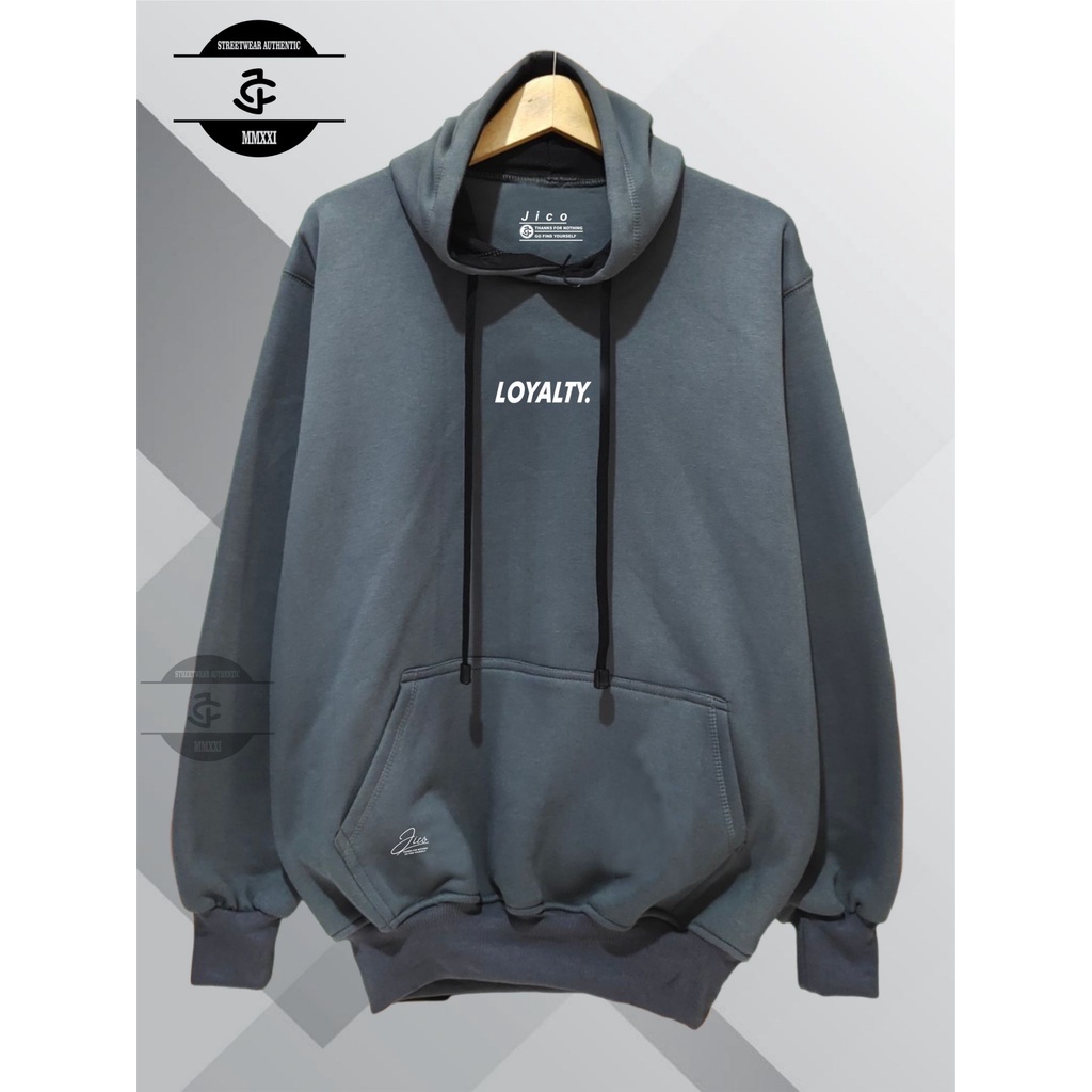 Hoodie Sweater Pria Wanita Oversize Warna Denim List Loyalty Brand Original Distro JICO Kota Bandung