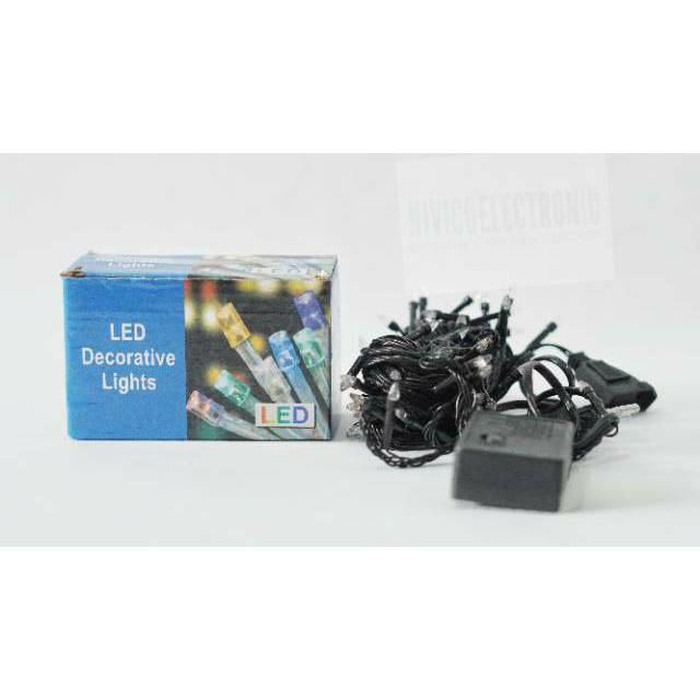 Lampu Natal 7 warna kabel hitam